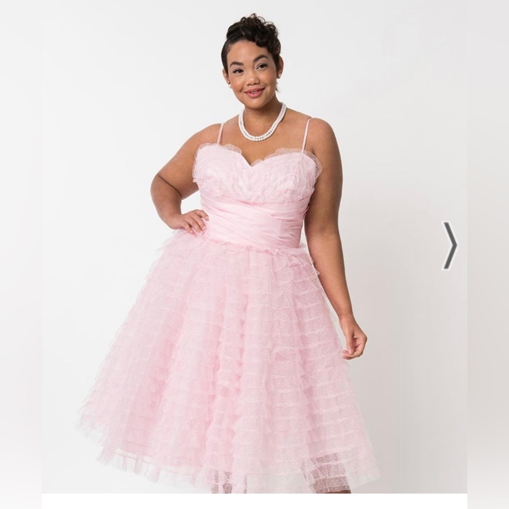 Pale Pink Ruffled Tulle Sweetheart Cupcake Swing Dress size 3x